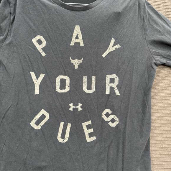 Under Armour Project Rock T-Shirt Men Small Black Gym Workout Training Lifting. - Picture 8 of 9